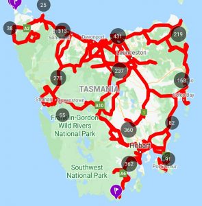 Free camps in Tasmania map