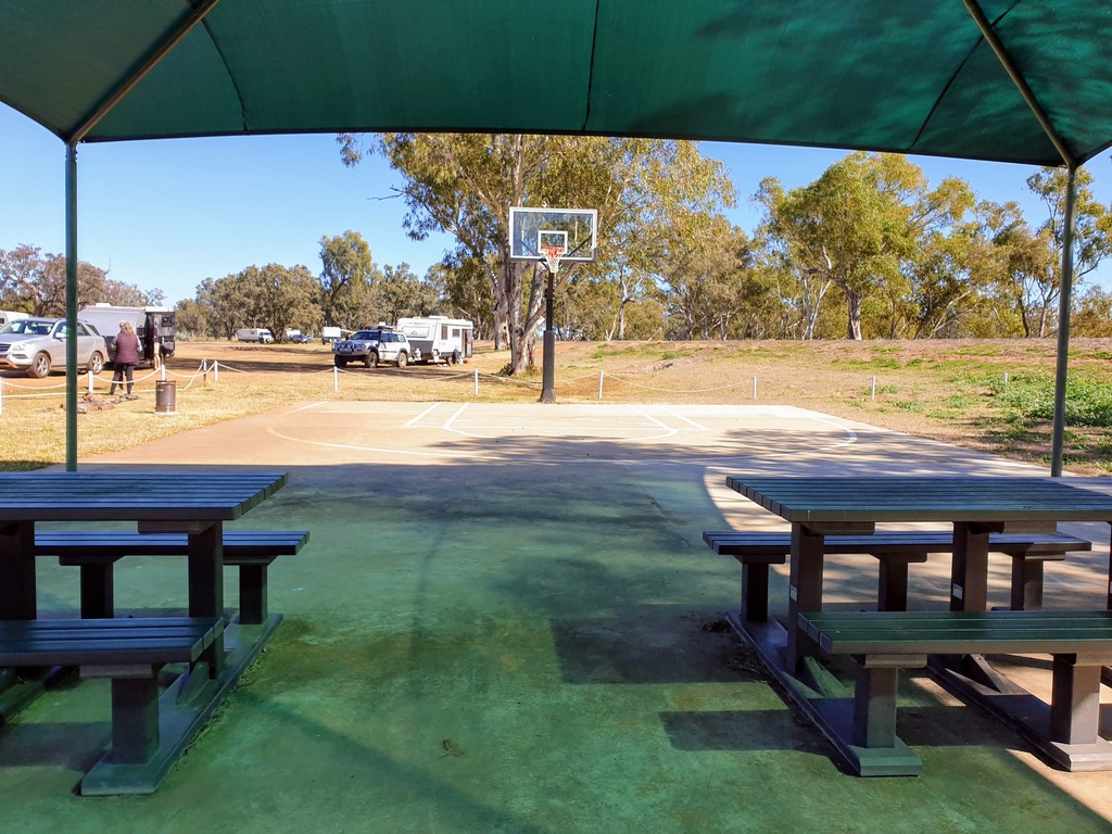 Augathella camp donation Queensland seating and basketball hoop 