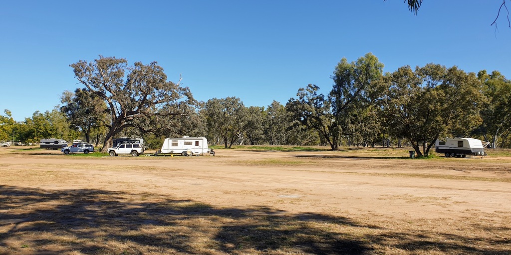 Augathella camp donation Queensland caravans in the shade under trees 