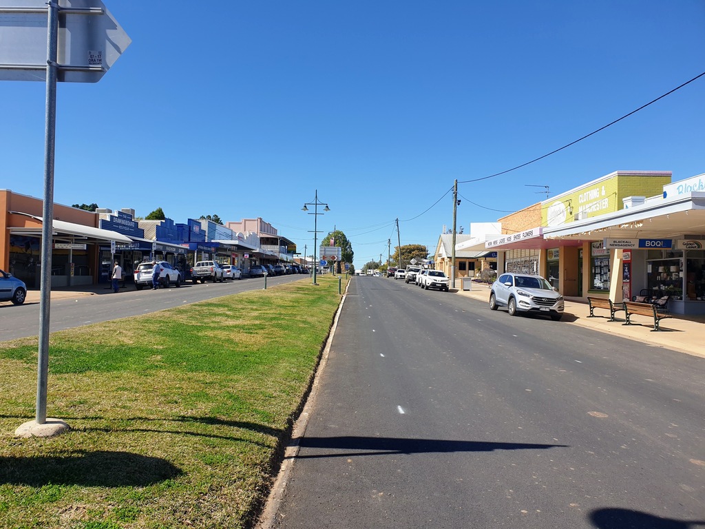 the main street of Blackall. Booking of the Barcoo river camp blackall Queensland for caravan camping is at the library 