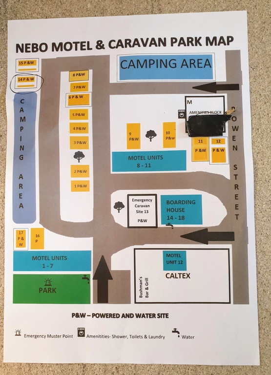 Map of Nebo Van Park Qld service station camp 
