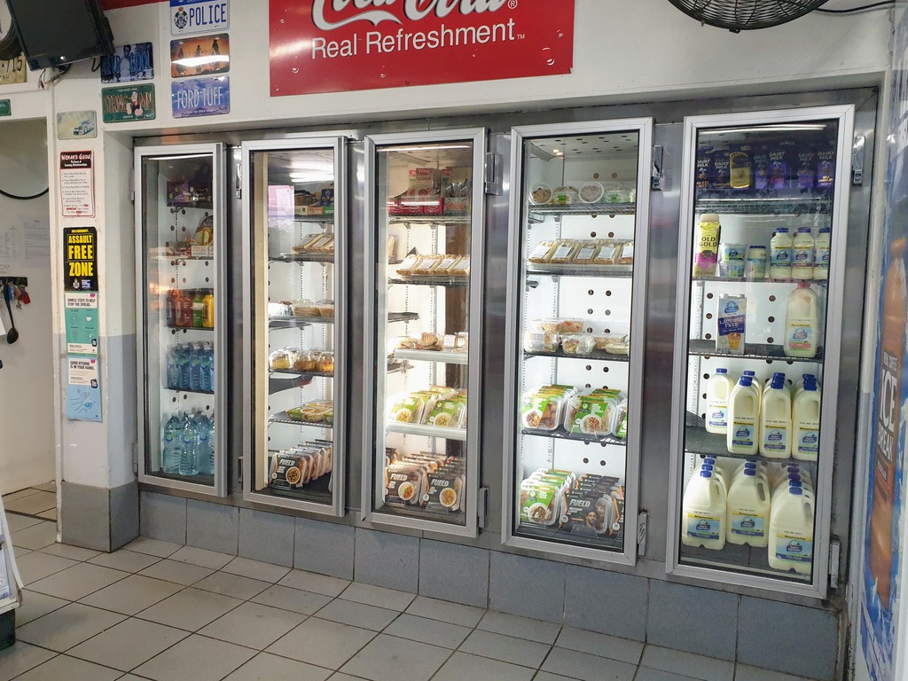 food and drink fridges at Nebo Van Park Qld service station camp full time caravanning