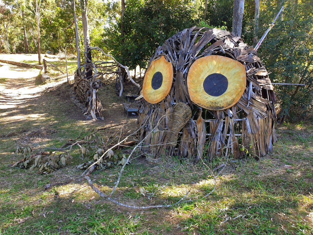 Art installation at mushroom valley eco camp Qld