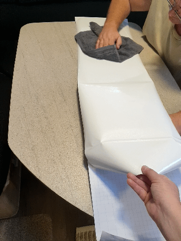 caravan cupboards makeover gloss contact paper
