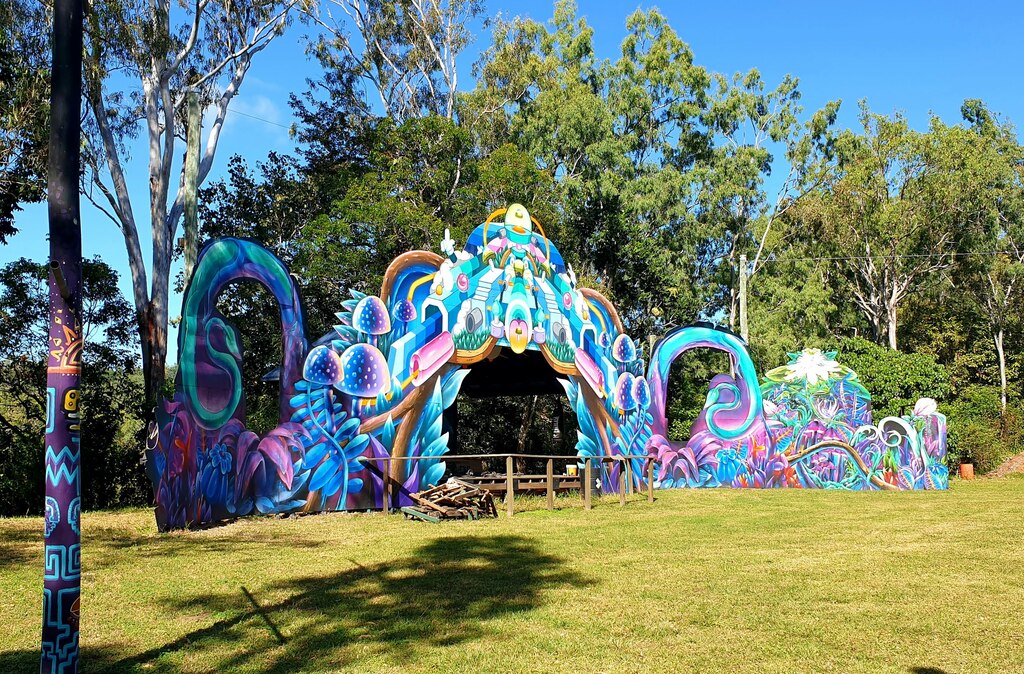 Stage at mushroom valley eco camp Qld