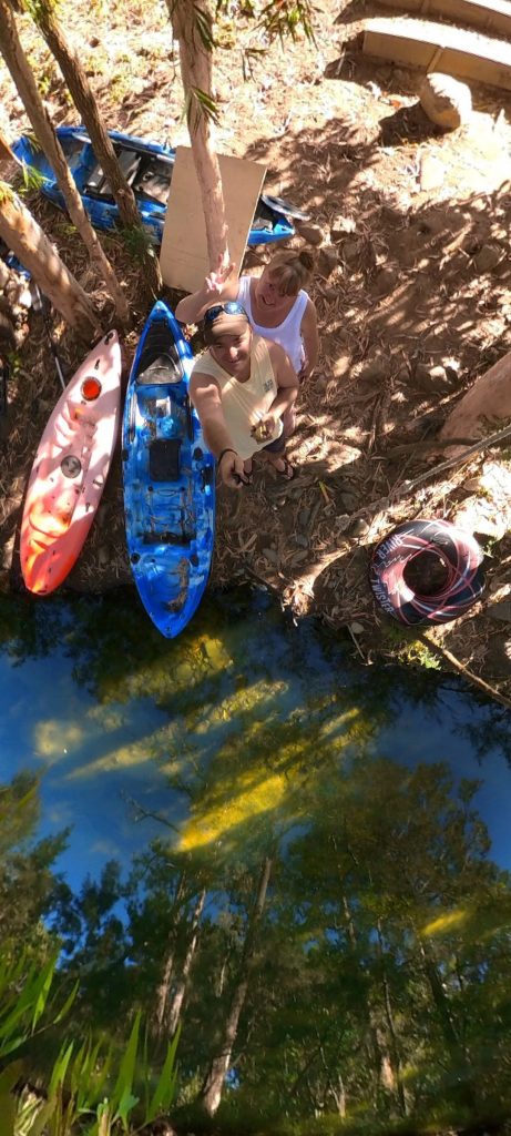 river and free kayaks at mushroom valley eco camp Qld