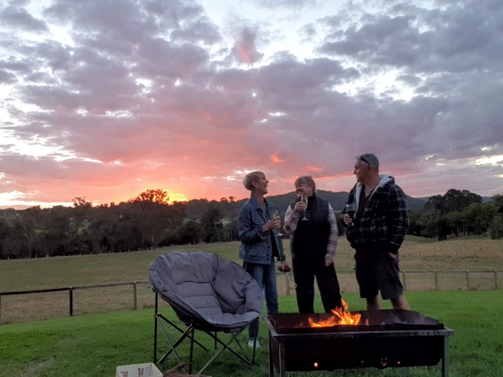house sit around Australia Aussie House Sitters farm sit sunset and fire pit 