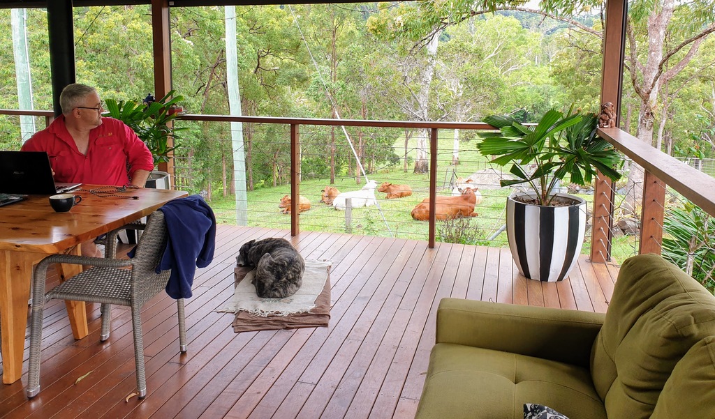 House sit around Australia Aussie House Sitters full time caravanning sitting with dog and cows