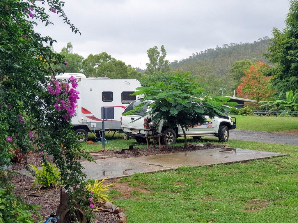 Mount Morgan Silver Wattle Caravan Park Queensland caravans parked on grass sites