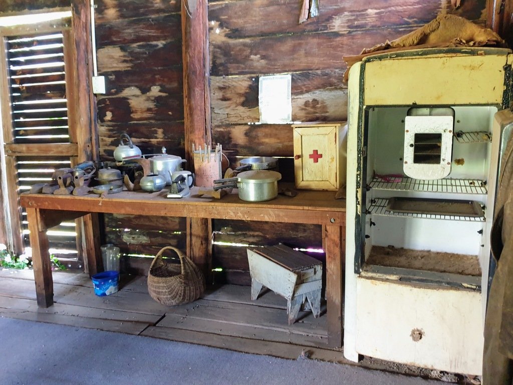 Boondooma Homestead Qld Historic building old fridge and kitchen implements