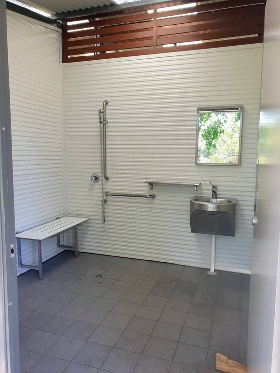 Amenities block disabled toilets wheelchair friendly and showers Junction Park Theodore 7 day Donation Camp Queensland