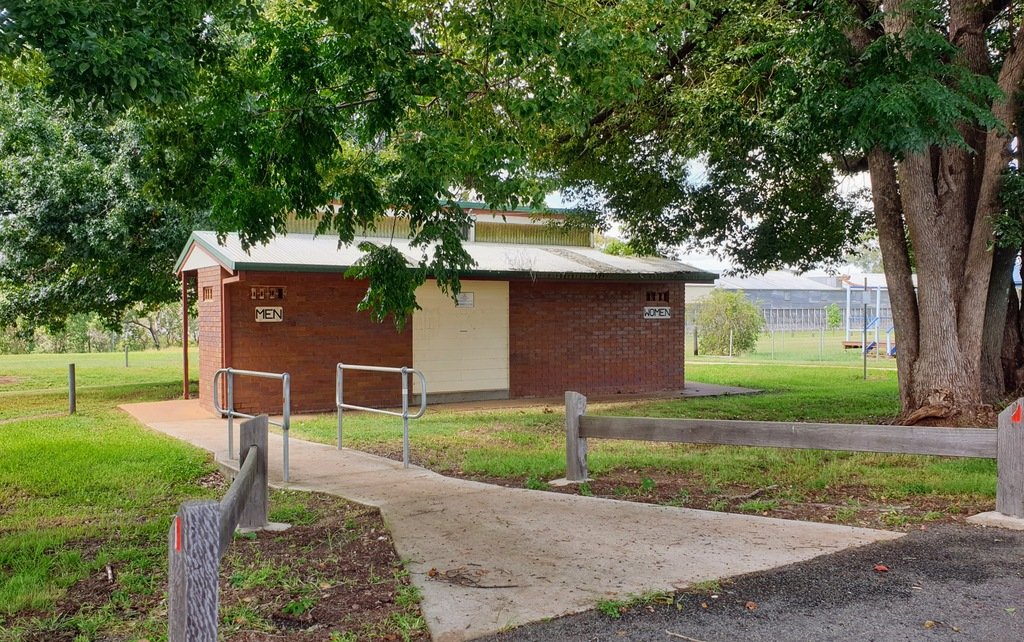 Toilets and shower next to Wooroolin Rest Area Free Camp Qld