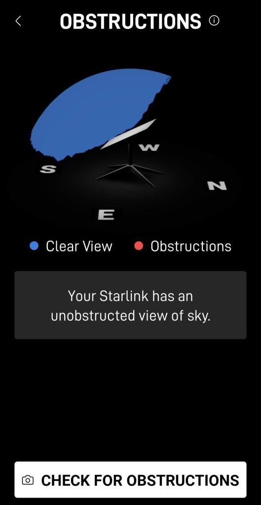 Starlink app obstructions Starlink RV Internet Ethernet cable on caravan