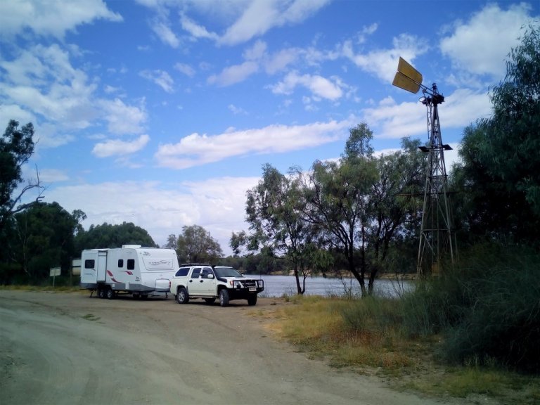 Overland Corner pub camp by river