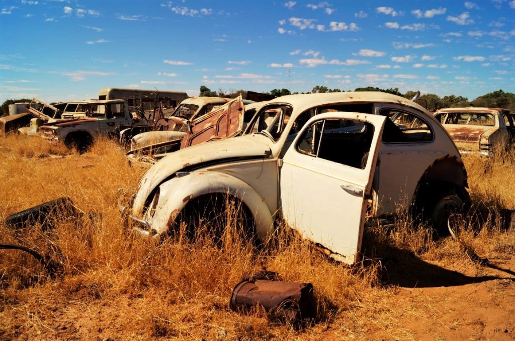 Old rusty classic cars