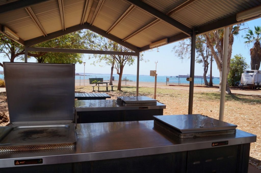 Dampier Caravan Park BBQ opposit the water