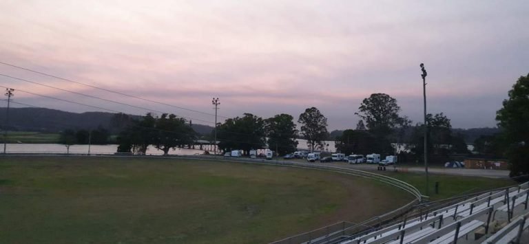 Maclean Showground NSW camping caravans at sunset