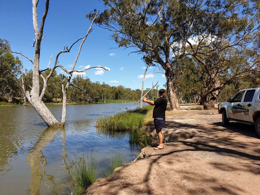 pretending to fish gif Rocky Water Holes Narrandera free camp